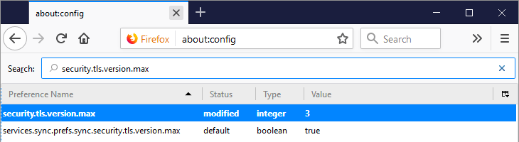 How do I fix the Secure Connection Failed error in Mozilla Firefox - THE MODIFIED SETTING