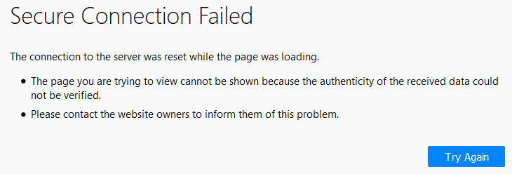 How do I fix the Secure Connection Failed error in Mozilla Firefox - THE PROBLEM