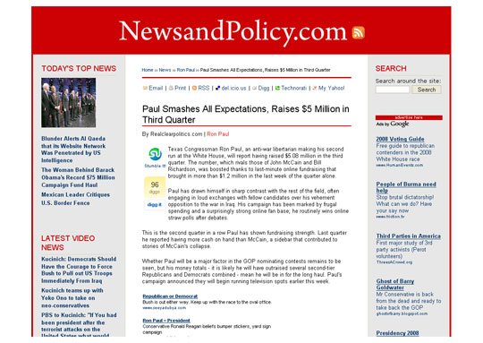 Political Blog Development: NewsAndPolicy.com Internal Articles